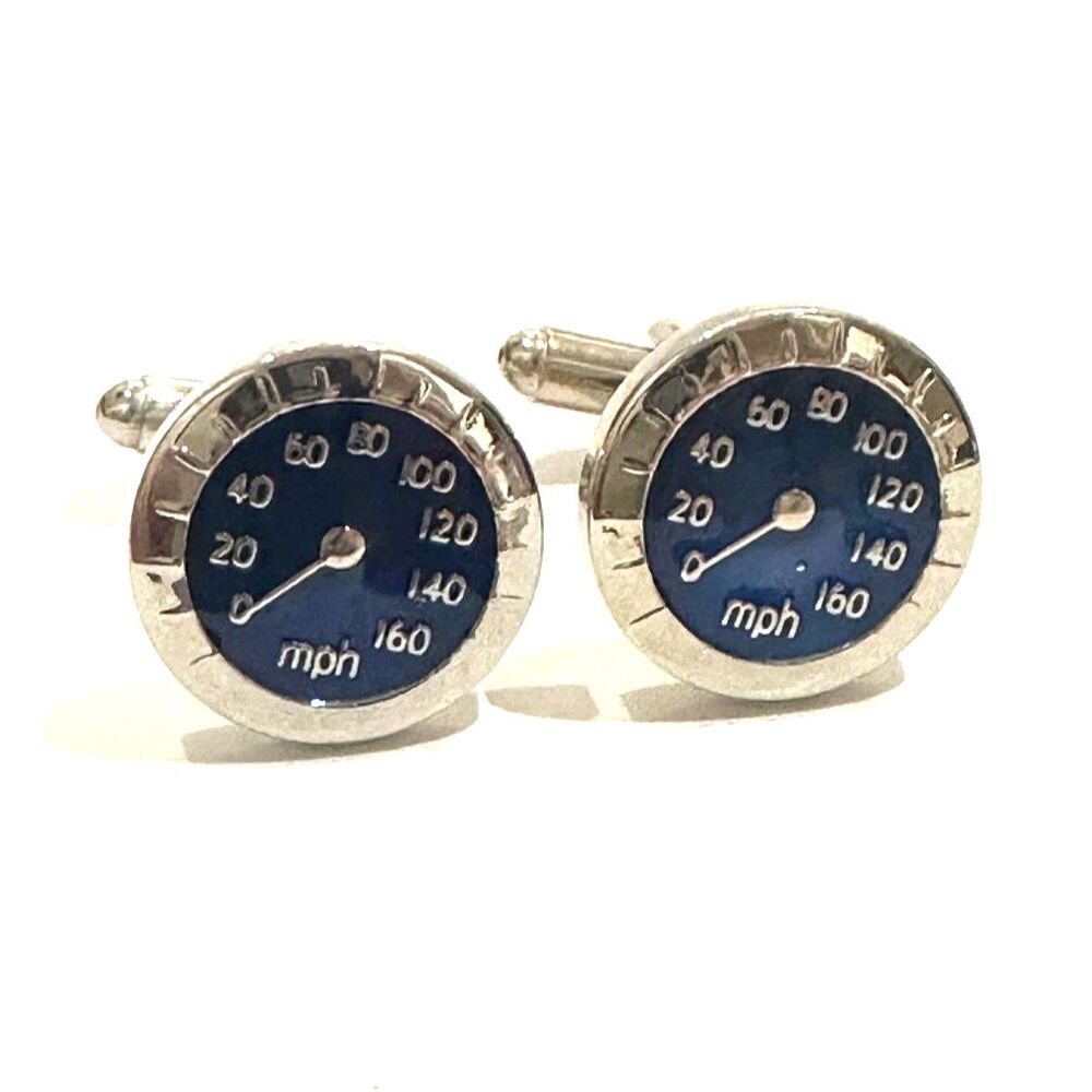 Speedometer Enamel Cufflinks – Silver-Tone